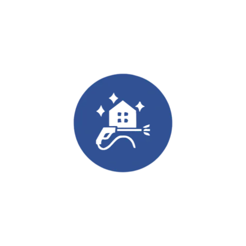 Icon of a house being cleaned with a pressure washer.