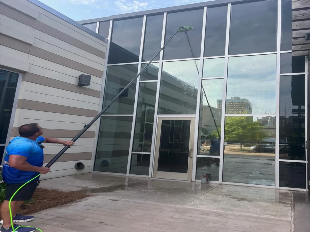 Exterior window cleaning at the Westin in Jackson, MS.